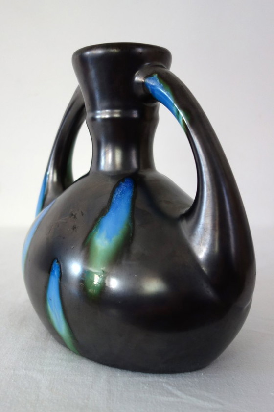 Image 1 of Geflammte Keramikvase signiert De Bruyn Five Lille