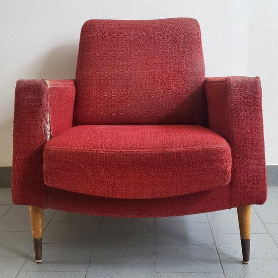 Image 1 of Vintage rockabilly fauteuil uit de jaren 50, te restaureren door DLG Steiner Arp Guariche.