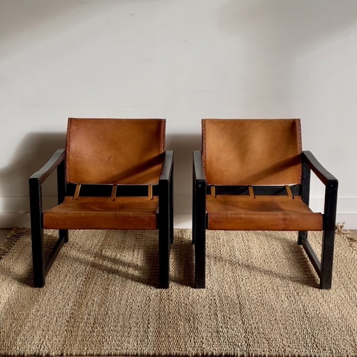 Set 2 Karin Mobring leather armchair IKEA vintage 70's