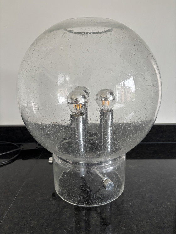Vintage Glashütte Limburg Table Lamp Bubble Glass 1970s (photo 7 of 8)