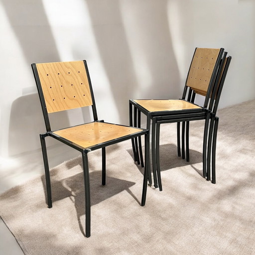 4x (More Possible) Vintage Chairs '70s - Wood and Metal | Stackable
