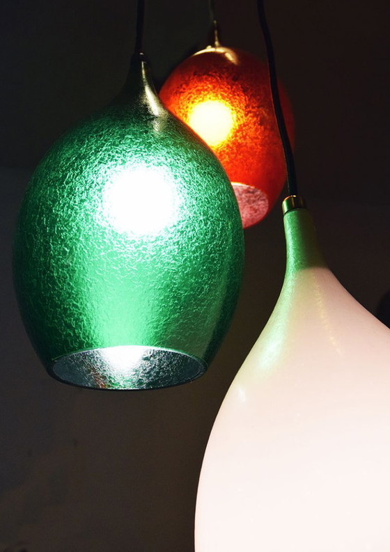 Image 1 of Lustre à trois lumières en verre gravé de Flavio Poli pour Seguso Vetri d’Arte, années 1950