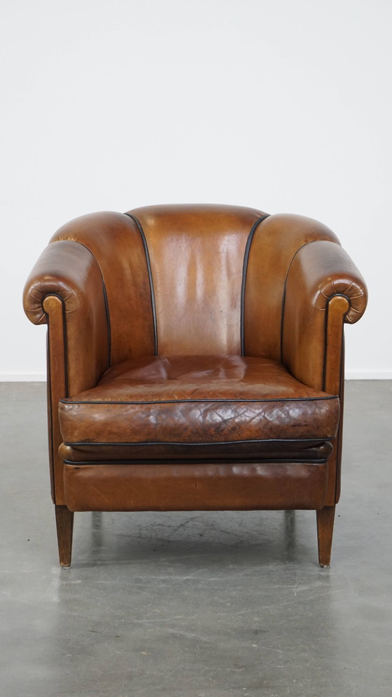 Image 1 of Vintage Cognac-Kleurige Lederen Clubfauteuil