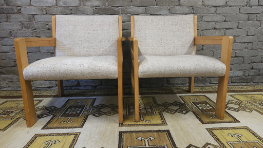 Paar bouclette wollen fauteuils 1970