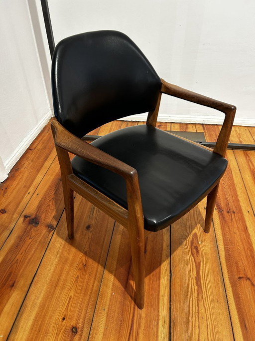 Fauteuil Wilkhahn, design du milieu du siècle, années 1960, avec étiquette – Wood, Leather (photo 2 of 8)