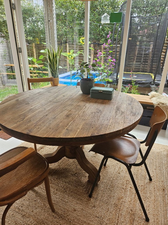 Round Dining table teak 130 – Wood (photo 5 of 5)