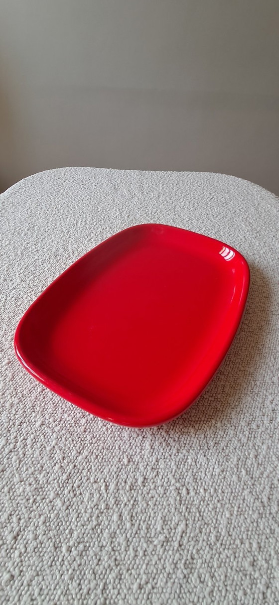 Image 1 of Vintage rode serveerschaal
