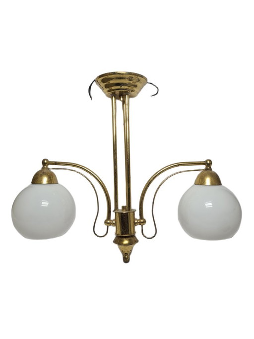 Lustre Art nouveau, Pologne, années 1970 – kroonluchters, Glass, Metal