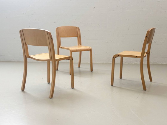 Image 1 of 6x Vintage stacking chairs made of beech wood, 1990s