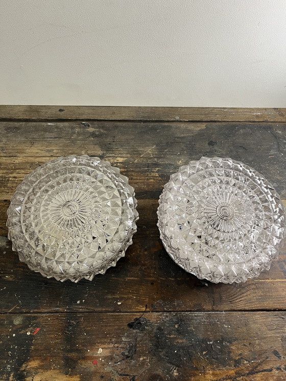 Image 1 of Vintage Set of 2 Crystal Ceiling Lamps