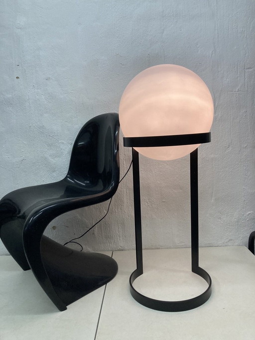 Space Age floor lamp ball lamp glass metal black white 70s design