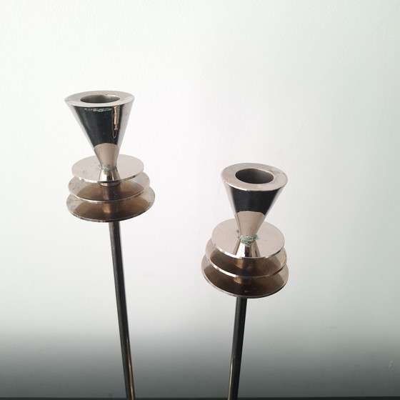 Image 1 of 2x vintage kandelaar verzilverd Art Deco stijl