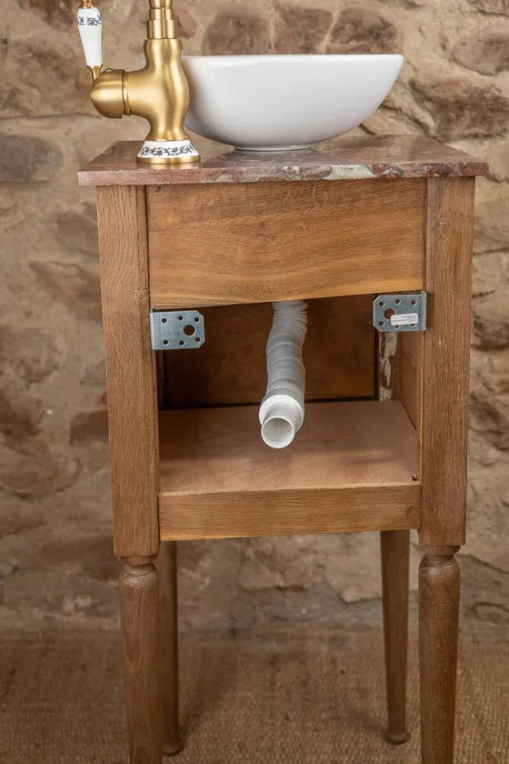 Piccolo lavabo antico in legno e marmo rosso. – Armadi contenitori, Vintage (photo 10 of 13)