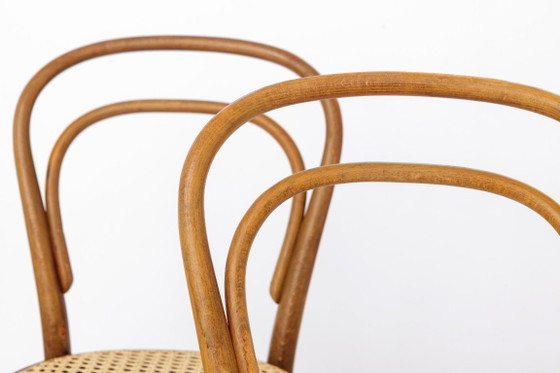 Image 1 of Pair of Vintage Thonet Model 14 Chairs | Radomsko Bentwood Dining Chairs | New Cane Seats