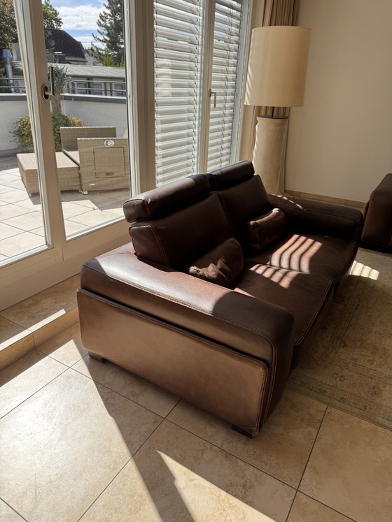 Canapé en cuir Roche Bobois „Cappuccino“ – Yutland Chocolat – 194 cm – Canapés 2 places, Leather (photo 2 of 5)