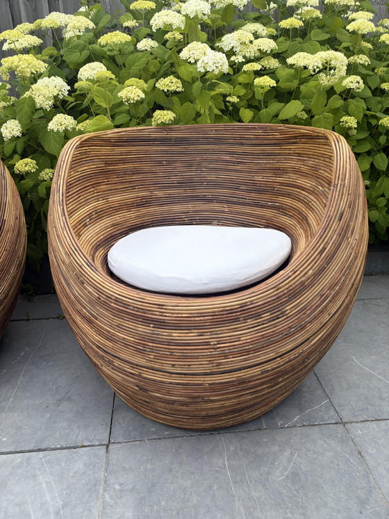 Image 1 of 2 vintage rattan armchairs Midcentury Gabriella Crespi