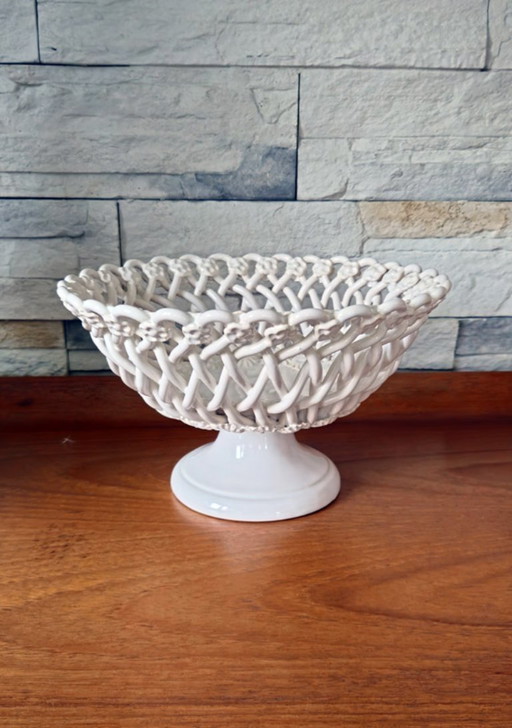 Vaso traforato in ceramica intrecciata — Maison Pichon, Uzès (firmato)