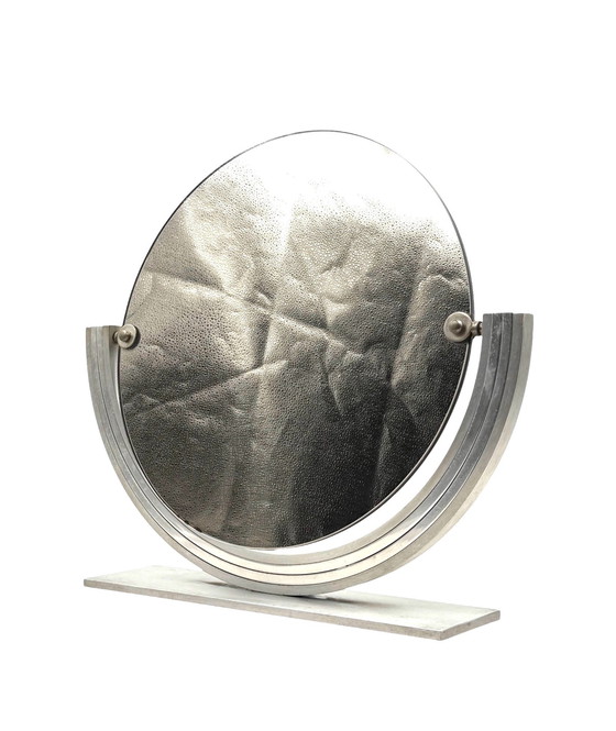 Image 1 of Mid-Century Nickel-Plated Brass Table Mirror / Vanity, Gaetano Missaglia Italy 1960s