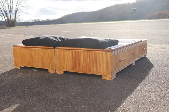 Image 1 of Vintage rattan bed by Audoux Minet