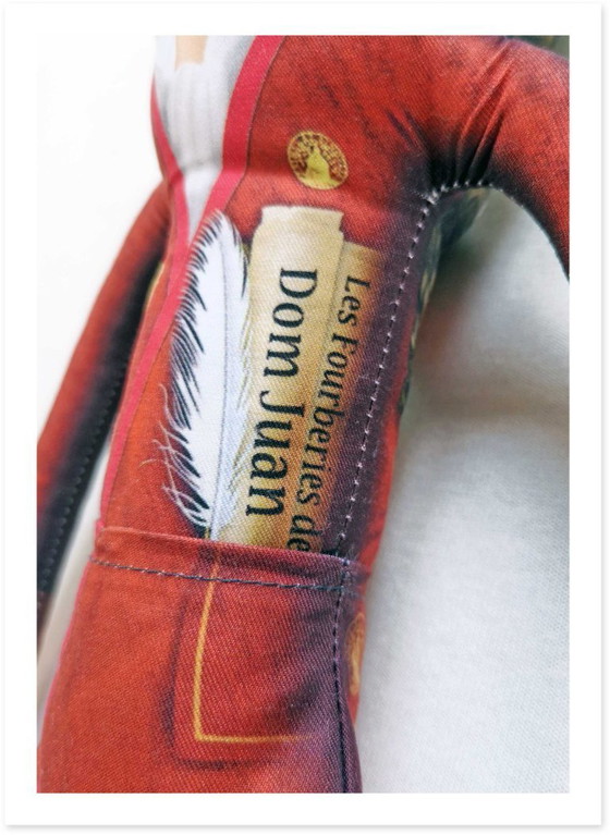 Image 1 of Moliere Art Doll | Handmade Textile Figurine | French Playwright Gift | Literature Teacher Gift | Library Decor