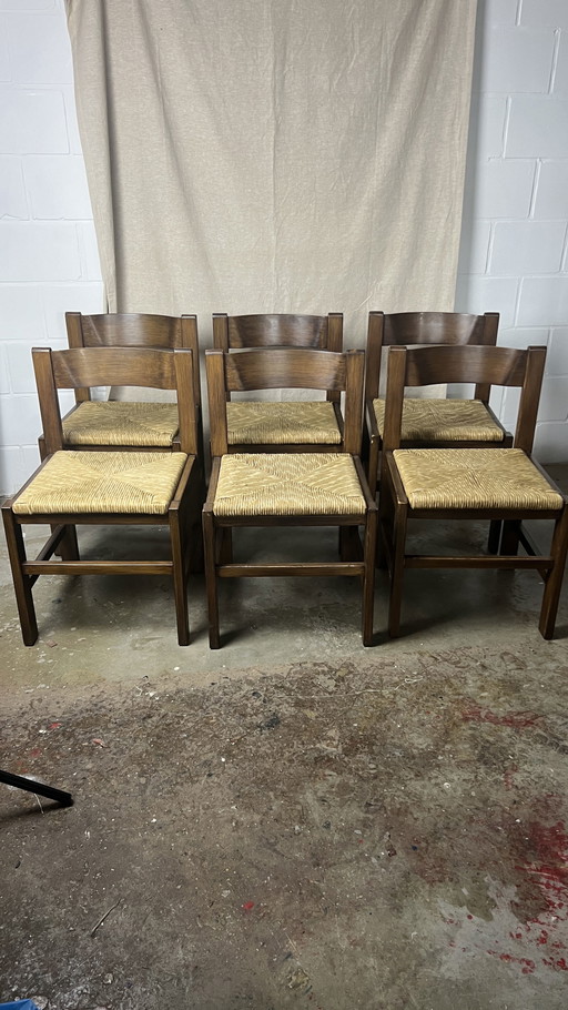6 sedie in corda di carta marrone beige