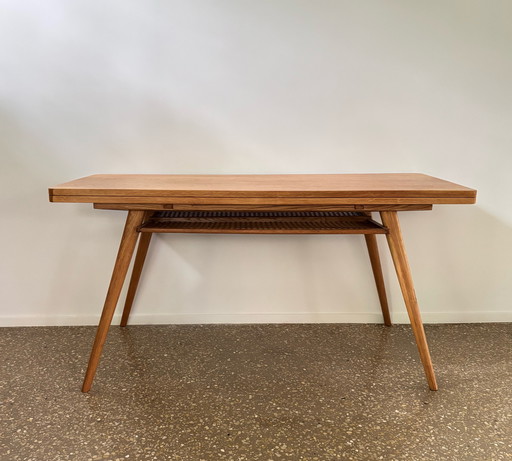 Scrivania o tavolo (da pranzo) vintage in legno, allungabile, Repubblica Ceca, anni '60/'70.
