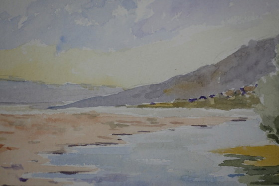 Image 1 of P. Chaumette, Lakeside Landscapes, 1930 - Pair of framed watercolors.