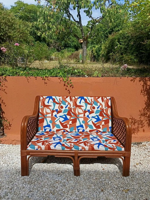 Vintage rotanbank uit de jaren 70 – 2 zitsbanken, Rattan