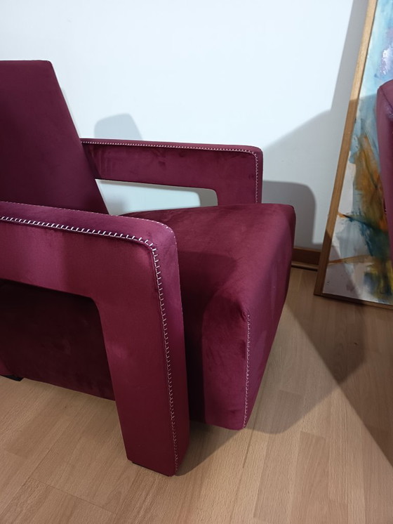 Image 1 of CASSINA 2X Poltrone 637 UTRECHT  (NUOVE MAI USATE) in Velluto 13L Ortigia/Plum con Cuciture in filo Naturale a punta Cavallo