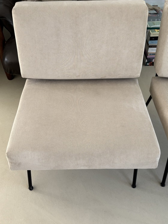 2x Knoll Sessel, sandfarbenes Rippenmuster – Metal, Textile (photo 9 of 11)