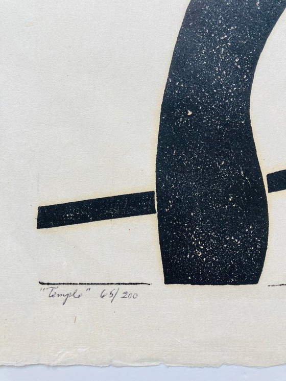 Image 1 of James Forsberg - Vintage Houtdruk - Tempel - Jaren 50