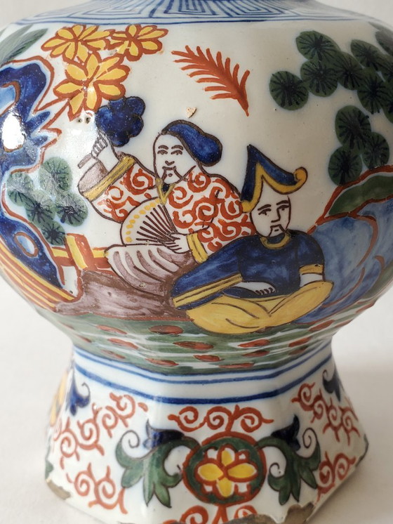 Image 1 of Polychrome Delftware bottle vase - Circa 1800 (ref 3870)