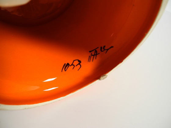 Beautiful 1960s Orange Ceramic Table Lamp With Cocoon Shade | Made in Italy (photo 19 of 20)