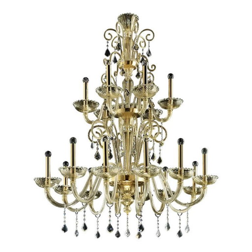 Imperial Gold "Curls" Murano Glass Venetian Chandelier