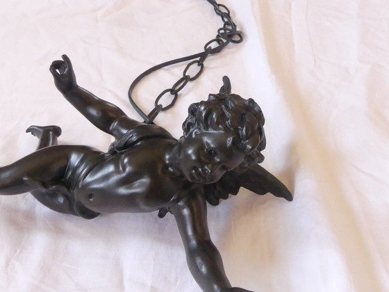 Suspension Putto Ange Métal Moulé Art de France Uk1eb – Cast Iron, Glass, Vintage (photo 16 of 17)
