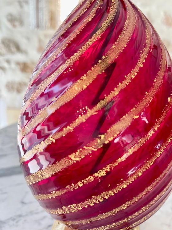 Image 1 of Tischlampe Muranoglas Farbe Rubin Rigadin ,Italien 1950