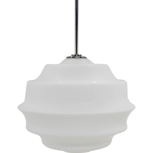 Lampada a sospensione in vetro Art Déco vintage, Cecoslovacchia 1950