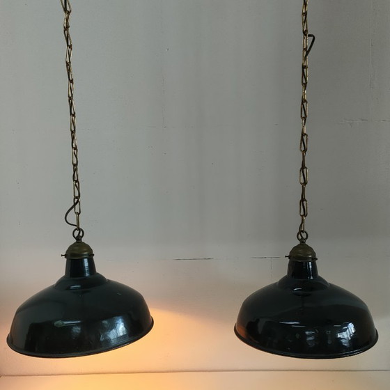 Image 1 of Lampada da caffè/soffitto industriale vintage in metallo/emaillen (4 in magazzino)