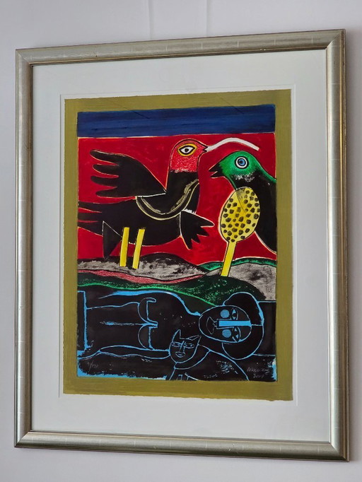 Corneille - Oiseaux en fête I - Vénus - Signé - 2001