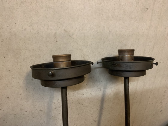 Image 1 of Lampada a sospensione originale vintage in rame rosso e vetro