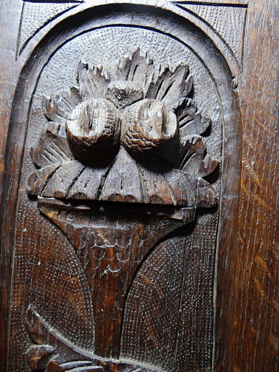 Image 1 of Par de paneles decorativos de pared antiguos de madera tallada del siglo XIX.