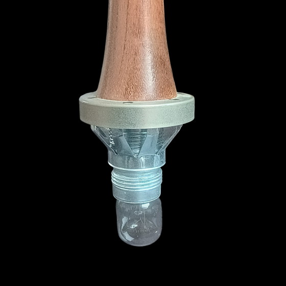 Image 1 of Grand plafonnier original à 6 bras des années 60/70, aspect bois et cristal