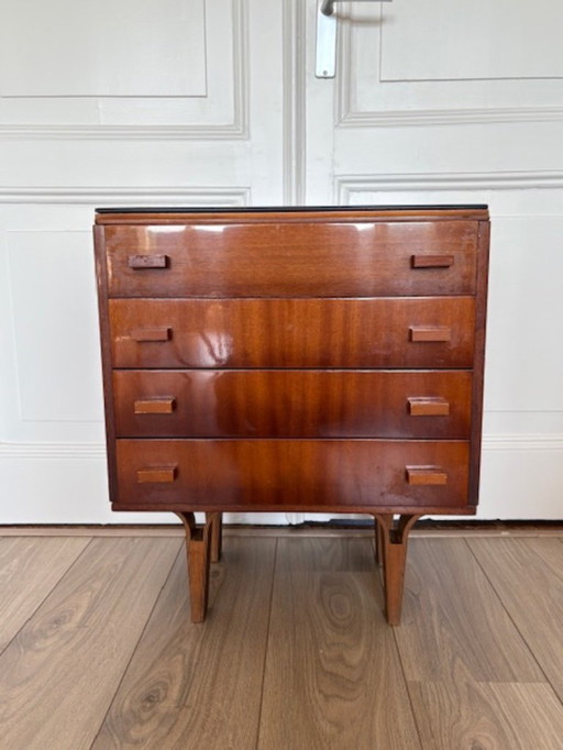 Vintage mid - Century chest of drawers (Mezulínak) + Napako table lamp