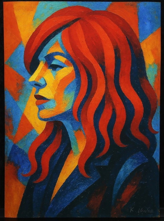 Image 1 of Karmen Moccha: "Homenaje Kate Pierson". Giclée sobre terciopelo Hahnemühle, firmado a mano. Edición 1/10. En excelente estado.