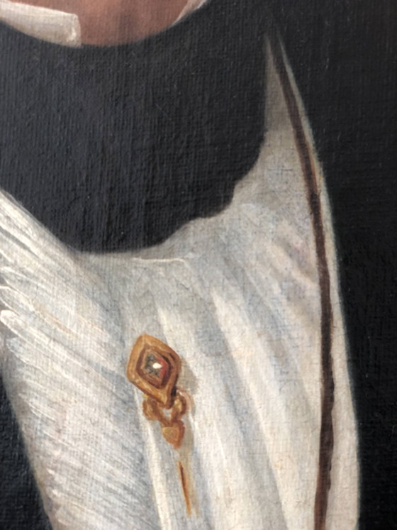 Image 1 of Portrait à l'huile ancien du XIXe siècle représentant un gentilhomme hollandais