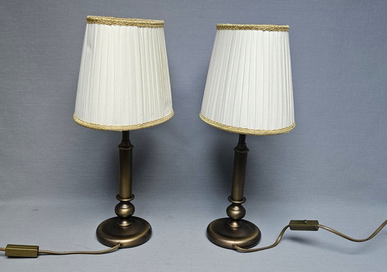 Set of 2 Mid-Century Brass Table Lamps – Honsel Leuchten (Germany, 1960s/1970s) (photo 7 of 14)