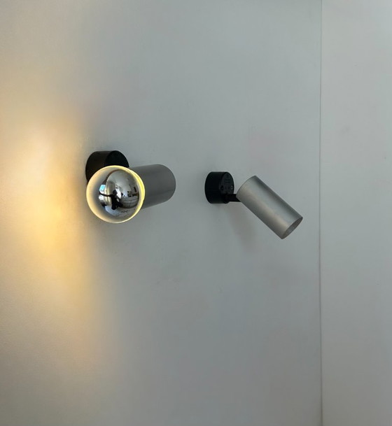 Image 1 of Coppia di applique orientabili in alluminio spazzolato, Francia, 1970