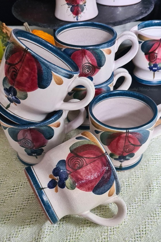 Image 1 of Bellissimo set da caffè in ceramica LUZERNER, con motivi floreali dipinti a mano.