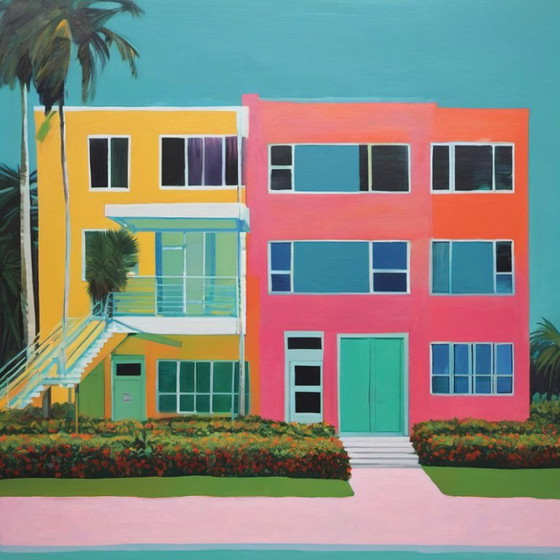 Miami Beach Serie – Mid Century Pop Art | 3-teilig | Fine Art Leinwand | 3 × 40 × 40 cm | Museum-Keilrahmen 5 (photo 4 of 5)