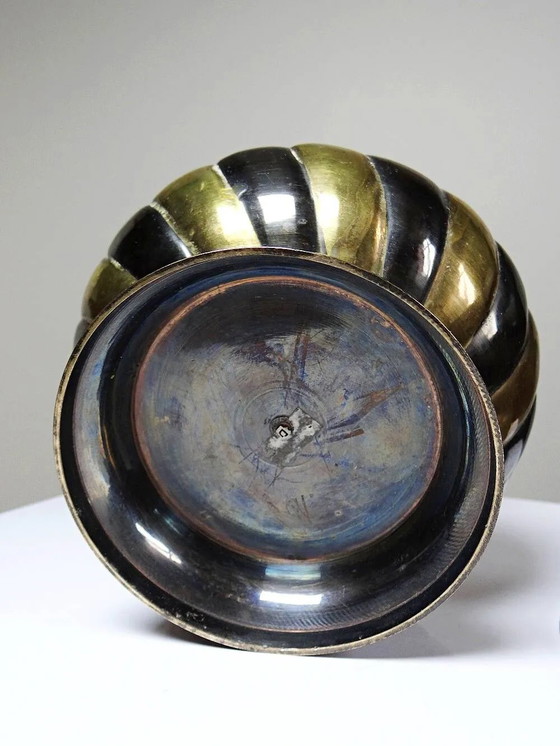 Vaso coperto in ottone ritorto, artigianato indiano vintage anni '60-'80., Stoviglie, Marrone (foto 12 di 13)